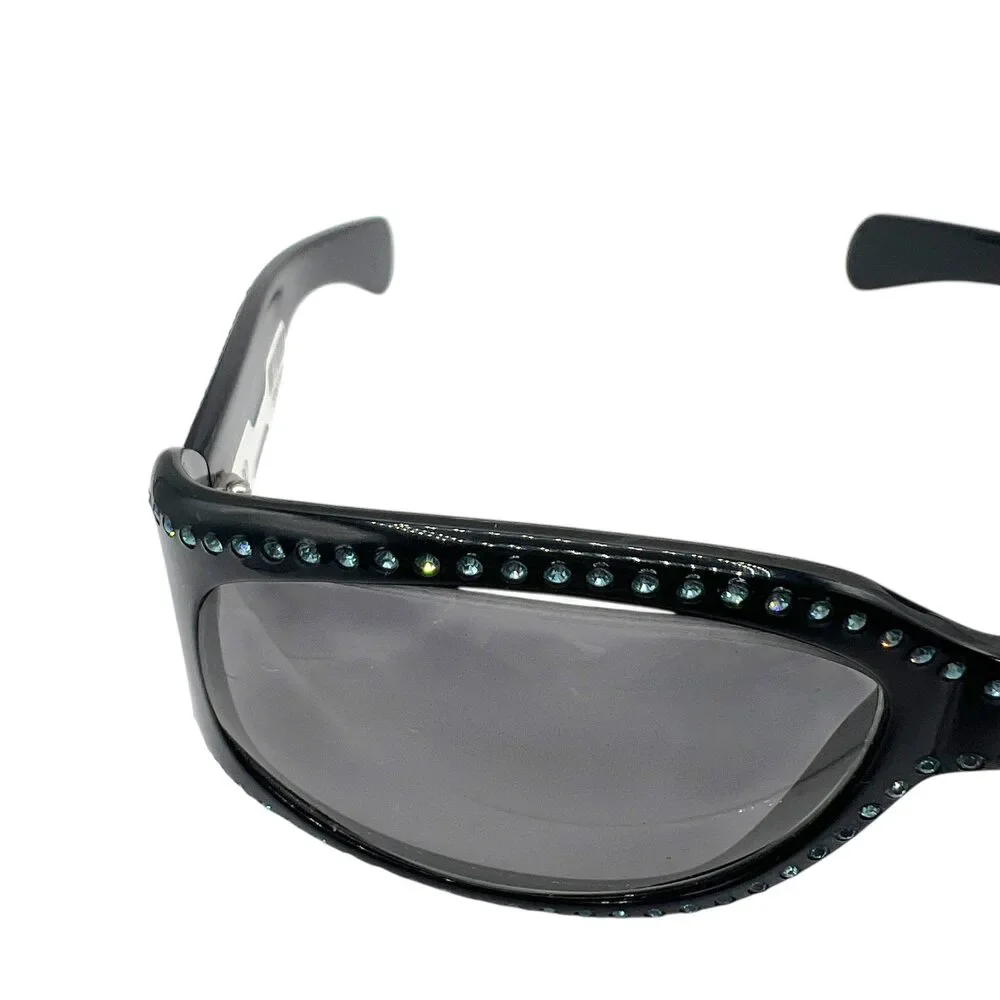 Dolce & Gabbana DG710S Black & Light Blue Crystal Embellished Oval Sunglasses